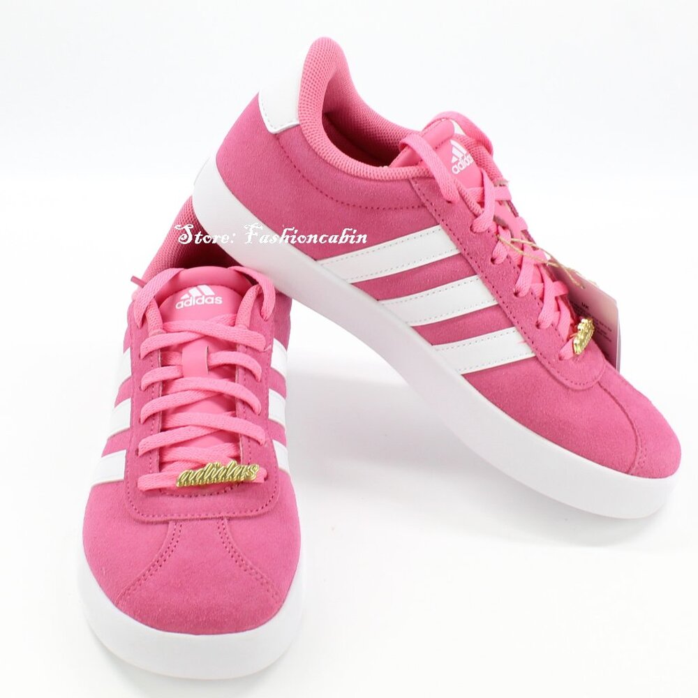 NEW Adidas VL Court 3.0 Sneaker-Pink/ White– Girls' Casual Shoe- Big Kids' 3/4/5